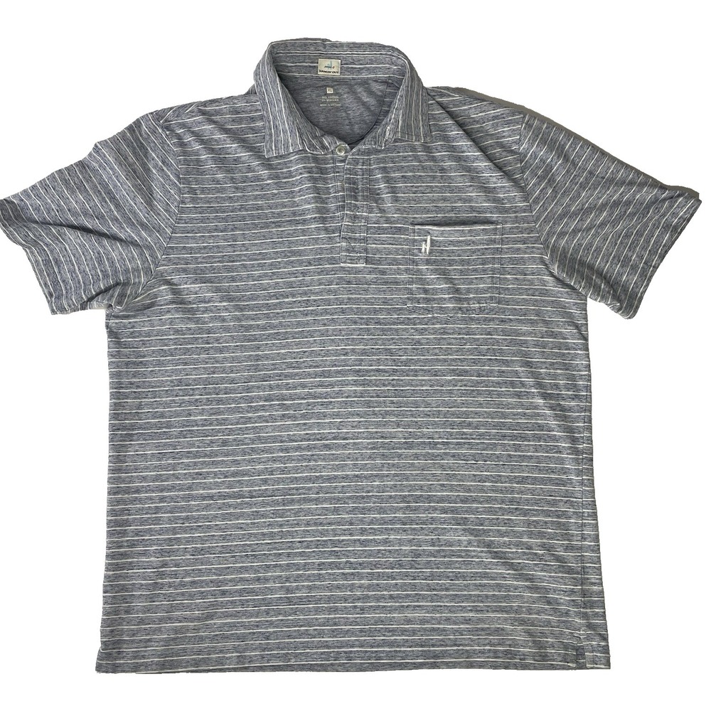 Johnnie O Hangin Out Shirt Mens XL Gray Striped Golf Polo Summer Relax